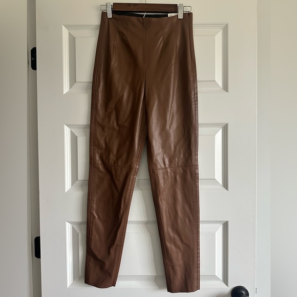 Zara Women's Brown Faux Leather High Rise Legging NWT - Picture 1 of 9